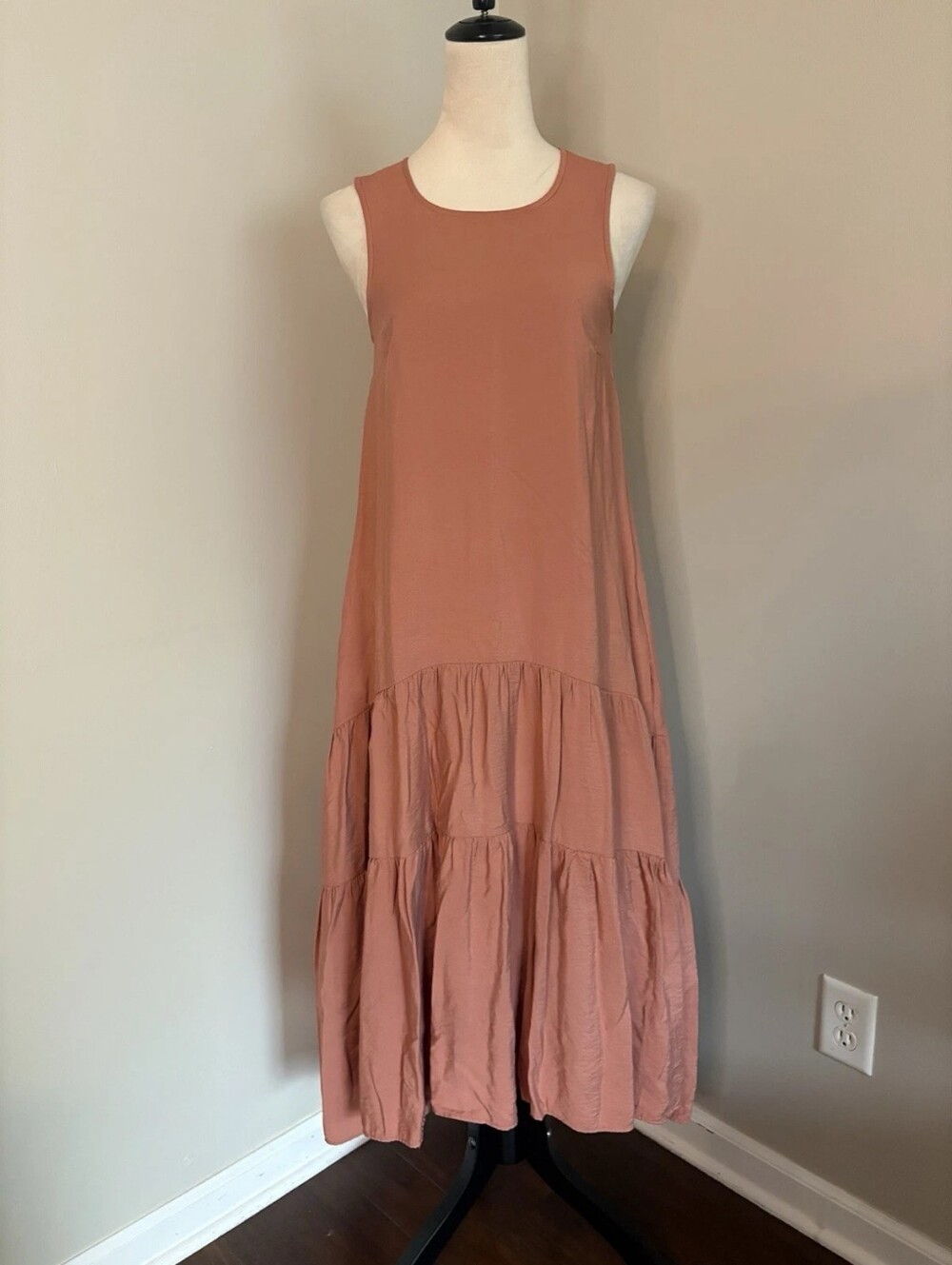 Sleeveless Tiered Maxi Dress in Dusty Rose